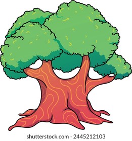 un árbol con un árbol verde y un fondo blanco.