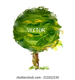 The tree is green paints abstract. Vector