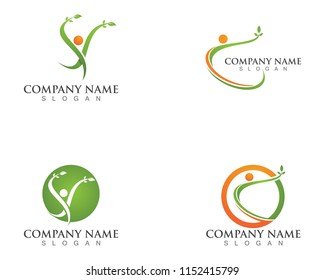 Tree green people identity card vector logo template