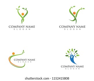 Tree green people identity card vector logo template