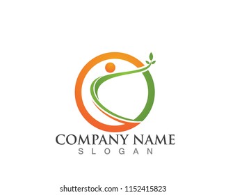 Tree green people identity card vector logo template