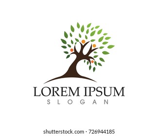Tree green people identity card vector logo template
