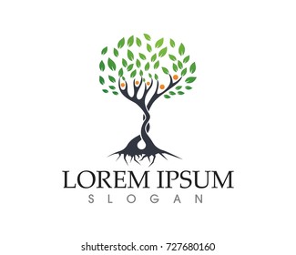 Tree green people identity card vector logo template
