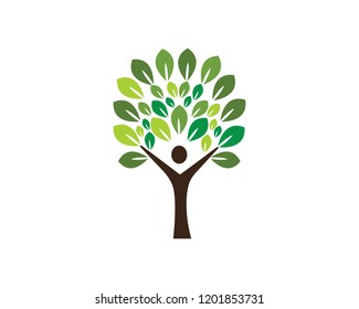 TREE GREEN PEOPLE LOGO TEMPLATE ILLUSTRATION