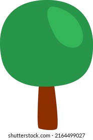 Árbol con tronco redondo verde, ilustración, vector sobre fondo blanco.