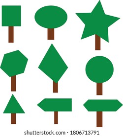 tree green sign set way