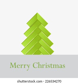 tree green stripes design origami Christmas card