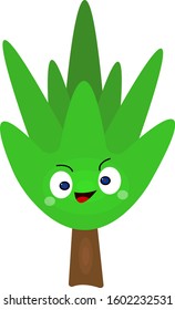 tree with green top and funny face expression concept of nature and plant object on a white background