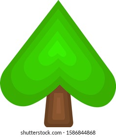 tree with green top inverted heart shape nature concept object on white background
