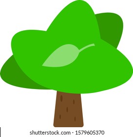 tree with green top and a transparent leaf pattern ecology and nature concept object on a white background