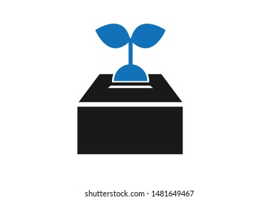 Tree grow vector icon (blue icon)