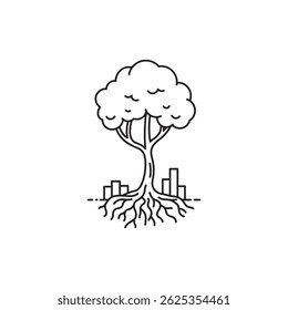 Árbol que crece alrededor de obstáculos Icono