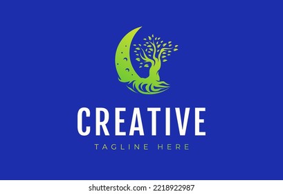 Plantilla de diseño del logotipo de la media luna