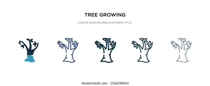tree growing icon in different style vector illustration. two colored and black tree growing vector icons designed in filled, outline, line and stroke style can be used for web, mobile, ui