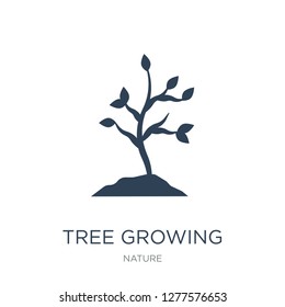 tree growing icon vector on white background, tree growing trendy filled icons from Nature collection, tree growing vector illustration