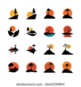 árvore que cresce a partir da encosta da montanha com sol brilhante