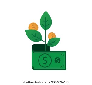 Ein Baum, der auf einem Dollar wächst. Akkumulationskonzept.
