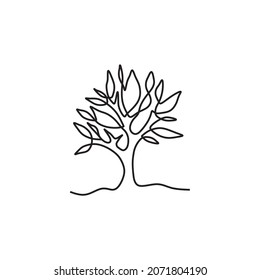 tree growing one line continuous  drawing single line art