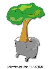 tree growing out of container