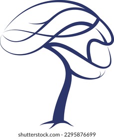 Un árbol creciendo en forma de cerebro humano. Diseño de iconos, inspiración de plantillas. Ilustración vectorial.