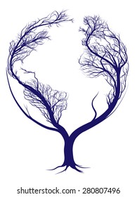 A tree growing in the shape of planet earth
