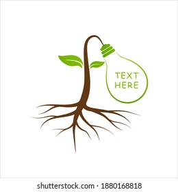 El árbol crece con bombilla. El concepto de la idea verde.  Copiar espacio para texto. EPS10 vectores