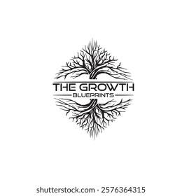 Tree Growth Logo: A sleek, nature-inspired design symbolizing growth, sustainability, and progress. Perfect for eco-friendly brands, agriculture, or environmental organizations.