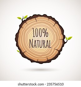 Tree Growth Rings Logo Icon, Vector Background And Saw Cut Tree Trunk. Logo Template. Corporate Icon. Brand Visualization. Eco, Bio, Organic, Natural Concept. 