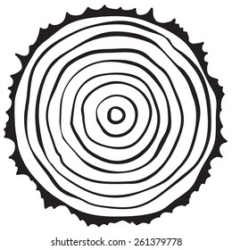 Tree growth rings logo icon, vector tree rings background and saw cut tree trunk. Logo template. Corporate icon. Brand visualization. Eco, bio, organic, natural concept.