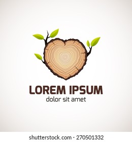 Tree growth rings logo icon, vector tree rings background and saw cut tree trunk. Logo template. Corporate icon. Brand visualization. Eco, bio, organic, natural concept.