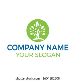 Tree and growth Vector logo, Growth and humans are circular