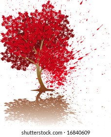 Tree grunge on a white background Orange Background VECTOR (See Jpeg Also In My Portfolio)