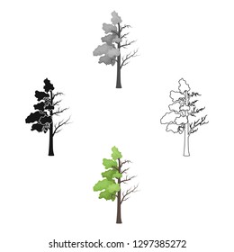 Tree half full of green leaf and half dry icon in outline style isolated on white background. Bio and ecology symbol stock vector illustration.