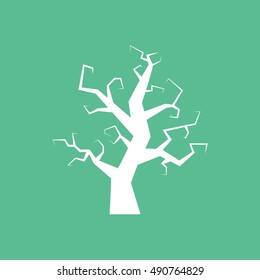 Tree Halloween Concept  Flat Icon On Green Background
