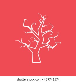 Tree Halloween Concept Line Icon On Red Background