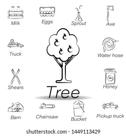 tree hand draw icon. Element of farming illustration icons. Signs and symbols can be used for web, logo, mobile app, UI, UX