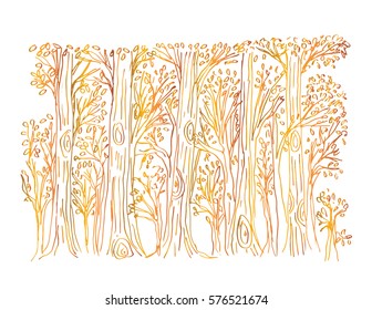 Tree hand drawing illustration . Decorative style