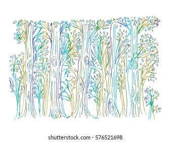 Tree hand drawing illustration . Decorative style