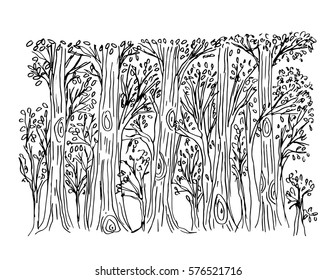 Tree hand drawing illustration . Decorative style