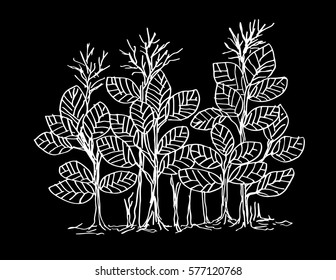 Tree  hand drawing illustration. Decorative style