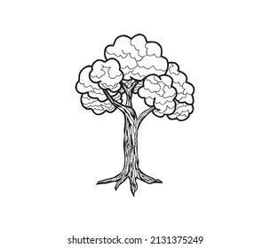 tree hand drawing vector isolated on white