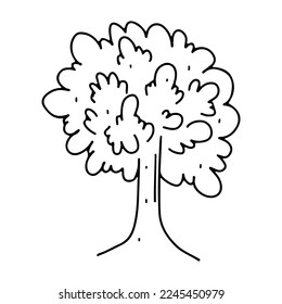 Tree in hand drawn doodle style. Vector illustration on a white background.