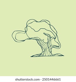 Baum handgezeichnete flache Design-Element. botanisch und mit Blättern und üppig begrenzt