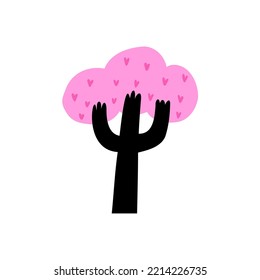 mano de árbol dibujada en estilo plano. ilustración infantil vectorial.