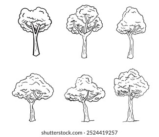 Tree hand drawn sketch doodle style isolated on white background.