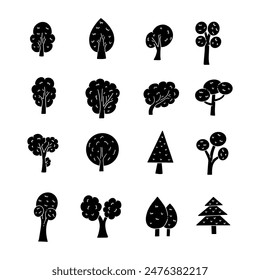Tree hand drawn solid icon vector illustration
