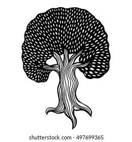 Tree Hand drawn. Vector illustration on white background