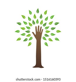 tree hand isolated on white background. hand tree design vector illustration.