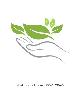Tree hand logo icon design illustration