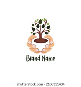 TREE IN HAND  LOGO TEMPLATE VECTOR